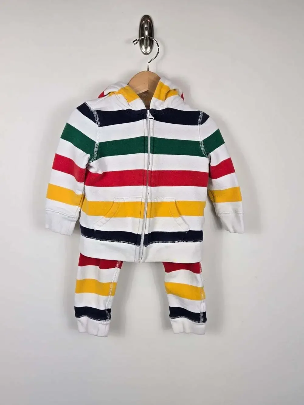 Hudson's Bay Stripes Baby Zip Hoodie & Jogger Pants Set 12-18M HBC Canada